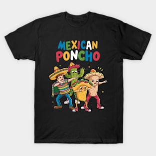 Dabbing Mexican Poncho Cinco de Mayo Boys Men Short Sleeve Sombrero Dab T-Shirt